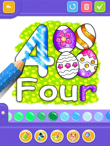 Glitter Number and letters coloring Book for kids